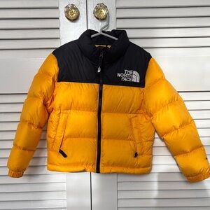 The North Face kids Nuptse Black and Yellow Insulated Jacket